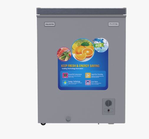POLYSTAR 140LTR CHEST FREEZER, GREY COLOUR PVCF-250GL